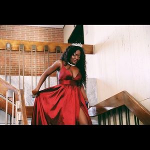 Plunge line Pageant Evening Gown